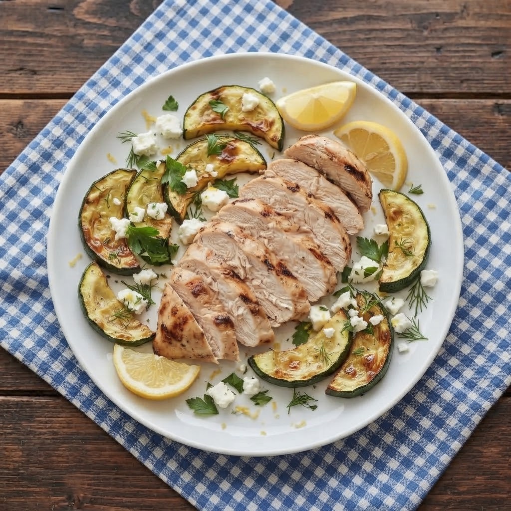 Greek Lemon Chicken with Roasted Zucchini